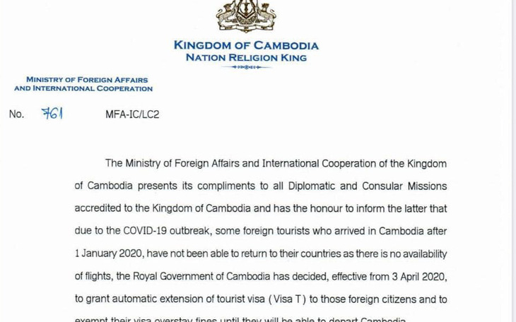 Campuchia tự động gia hạn visa cho du khách bị kẹt lại