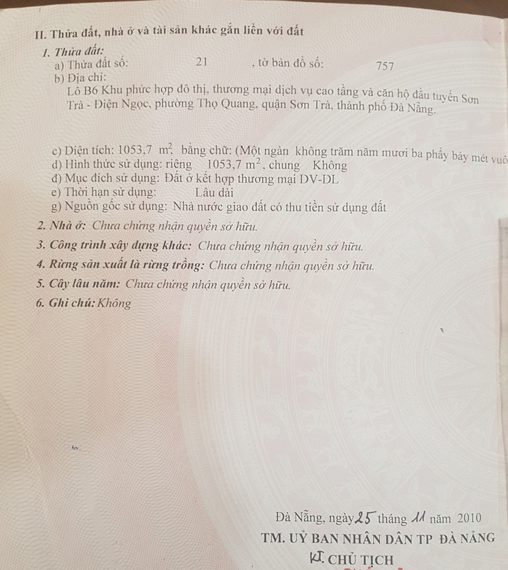 Đà Nẵng: không thu hồi ‘sổ đỏ’ của người dân mua đất thương mại dịch vụ thứ cấp - Ảnh 2.
