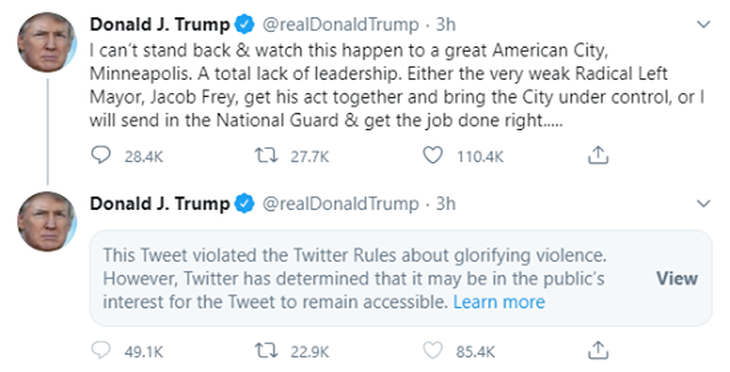 Twitter tiếp tục cảnh báo ông Trump là đăng nội dung cổ xúy bạo lực - Ảnh 2.