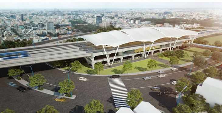 Cuối tháng sẽ lợp xong 10 mái nhà ga tuyến metro số 1 Bến Thành - Suối Tiên - Ảnh 2.