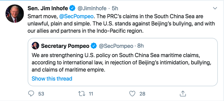 Hàng loạt nghị sĩ Mỹ: Nói đơn giản vầy thôi: yêu sách của Trung Quốc ở Biển Đông là phi pháp - Ảnh 2.