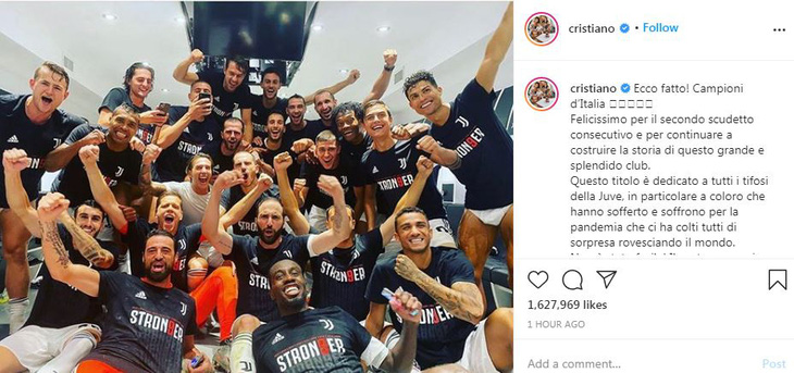 Ronaldo viết Instagram: Đã hoàn thành, vô địch Ý! Tôi rất hạnh phúc... - Ảnh 1.