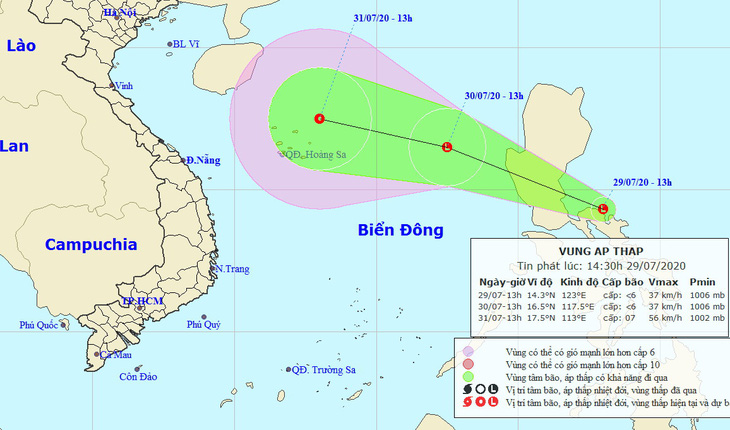 Xuất hiện vùng áp thấp gần Biển Đông - Ảnh 1.