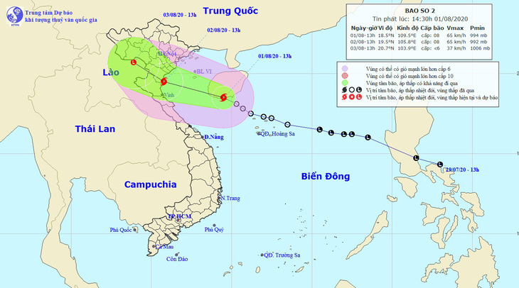 Bão số 2 đang tiến vào vịnh Bắc Bộ, gió giật cấp 10 - Ảnh 1.