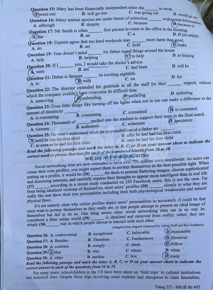 Đề và bài giải tiếng Anh kỳ thi tốt nghiệp THPT 2020 - đủ 24 mã đề - Ảnh 2.
