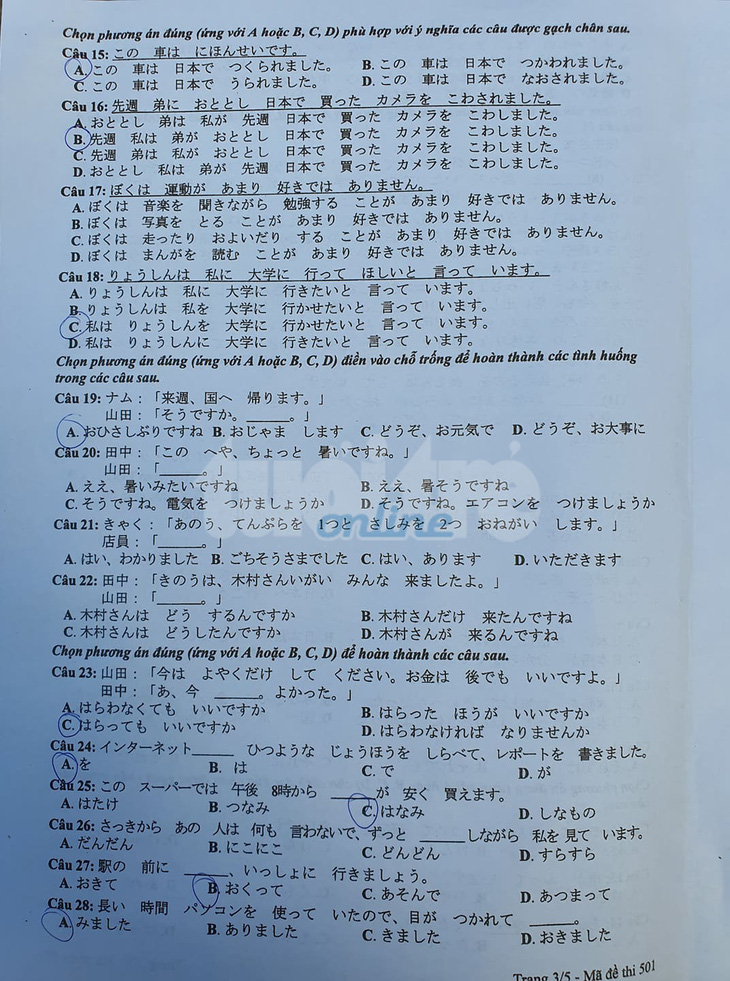 Mời bạn đọc xem đề tiếng Nhật kỳ thi tốt nghiệp THPT 2020 - Ảnh 3.