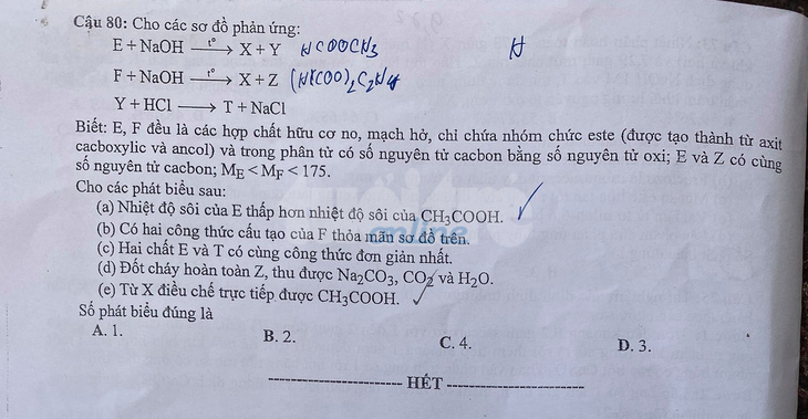 Đề và bài giải môn hóa kỳ thi tốt nghiệp THPT 2020 - Ảnh 4.