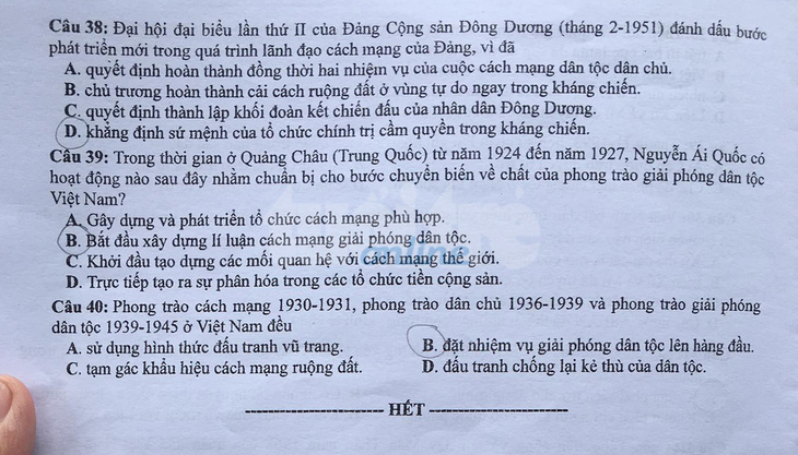 Đề và bài giải môn lịch sử kỳ thi tốt nghiệp THPT 2020 - đủ 24 mã đề - Ảnh 4.