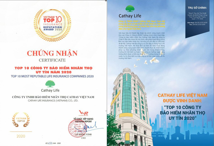 Cathay Life Việt Nam được vinh danh TOP 10 công ty bảo hiếm nhân thọ uy tín - Ảnh 1.
