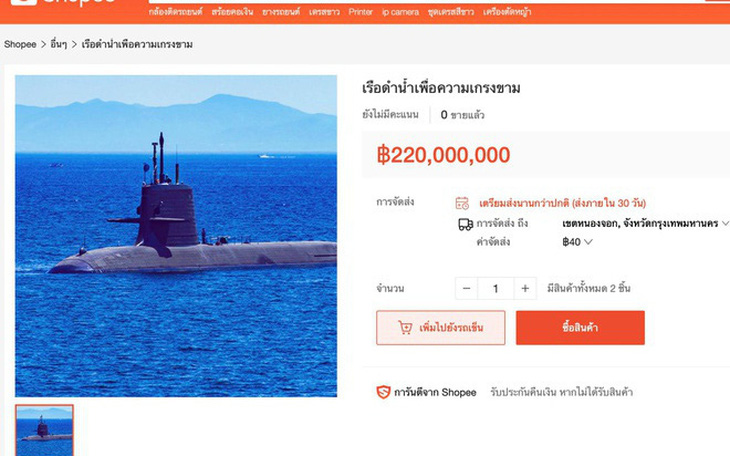 Ai đã rao bán tàu ngầm 220 triệu baht trên Shopee Thái, không 