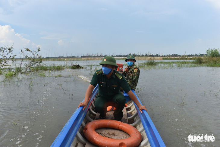 Nước lũ đã tràn đồng giáp biên giới Campuchia, chưa thấy cá tôm - Ảnh 1.