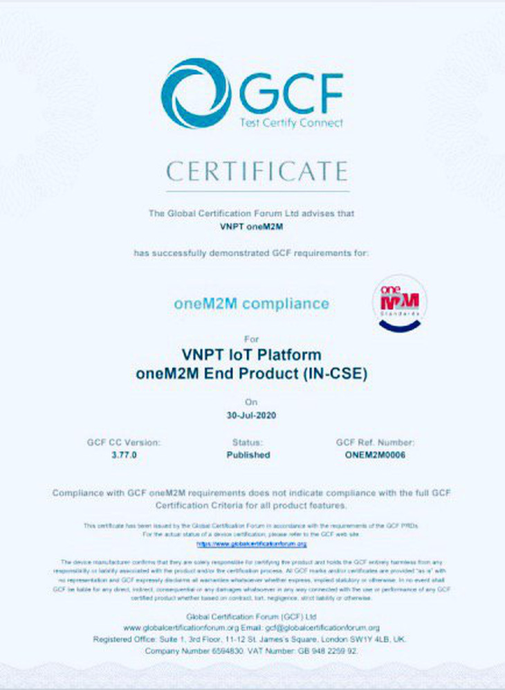 VNPT là đơn vị duy nhất tại Việt Nam đạt chứng chỉ quốc tế oneM2M - Ảnh 1.