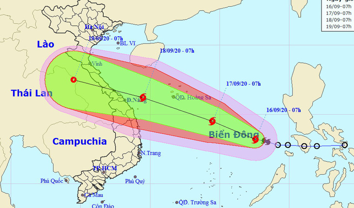 Bão cách Hoàng Sa 750km, biển Bình Thuận - Cà Mau mưa dông - Ảnh 1.