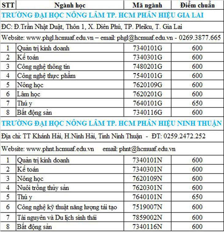 Điểm chuẩn thi năng lực vào ĐH Nông lâm TP.HCM thấp nhất 600 điểm - Ảnh 3.