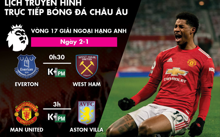 Lịch trực tiếp vòng 17 Premier League: Man United tạm bắt kịp Liverpool?