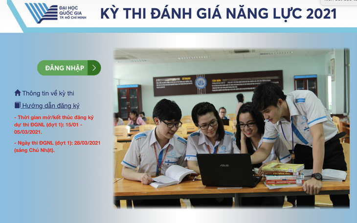 Đăng ký thi đánh giá năng lực ĐH Quốc gia TP.HCM từ 15-1