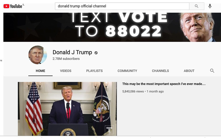 YouTube gia hạn lệnh cấm ông Trump thêm 7 ngày - Ảnh 1.