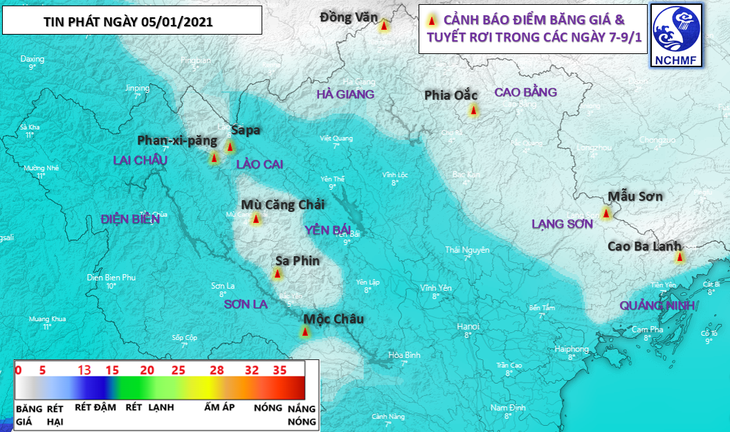 Có thể có mưa tuyết trên các đỉnh núi ở Lào Cai và Lai Châu - Ảnh 1.