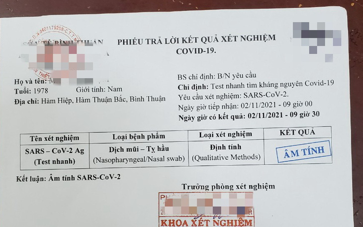 Bắt giữ 4 người buôn bán giấy xét nghiệm COVID-19 giả tại Phan Thiết