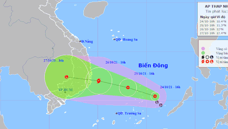 Vùng áp thấp mạnh lên, lũ ở Quảng Nam đến Bình Định đang lên - Ảnh 1.