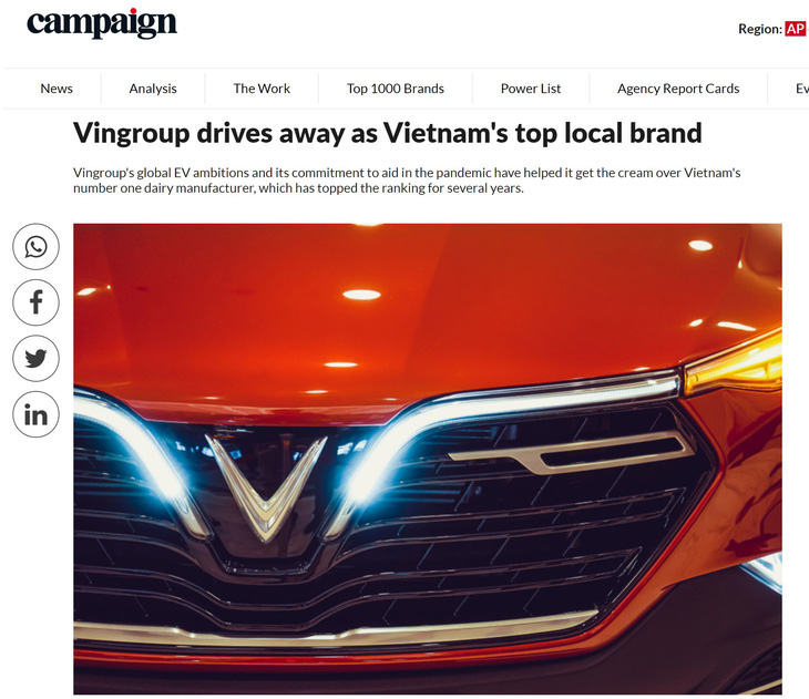 Campaign Asia: Vingroup là thương hiệu nội địa được yêu thích nhất - Ảnh 1.