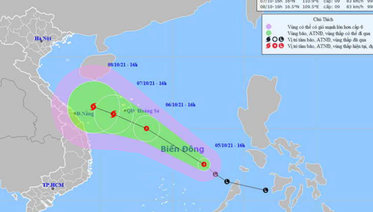 Áp thấp nhiệt đới tăng tốc, hướng vào quần đảo Hoàng Sa, có thể thành bão - Ảnh 1.