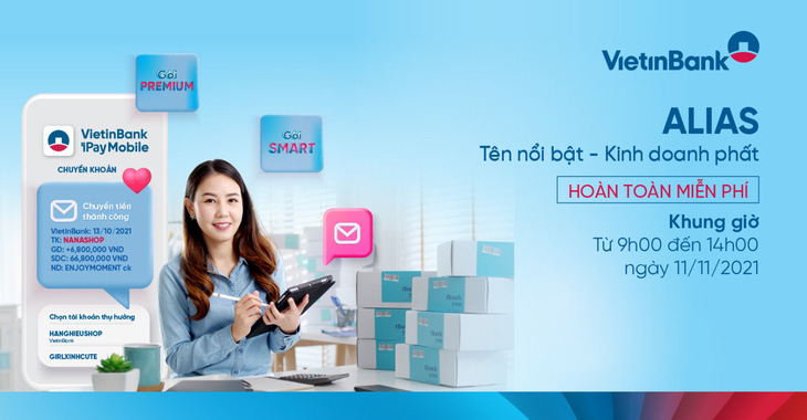 Ngày 11-11, VietinBank miễn phí đặt Alias cho chủ shop - Ảnh 1.