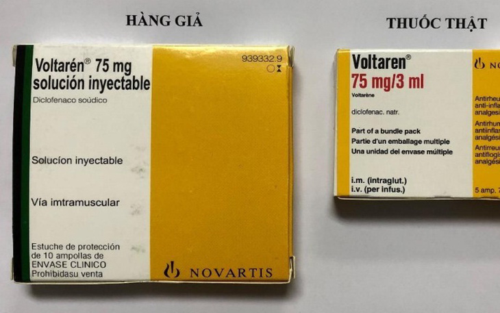 Bộ Y tế cảnh báo mẫu thuốc giảm đau Voltarén 75mg nghi ngờ là thuốc giả