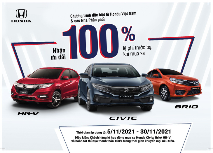 Hỗ trợ 100% lệ phí trước bạ khi mua xe dòng xe Civic, HR-V và Brio - Ảnh 1.