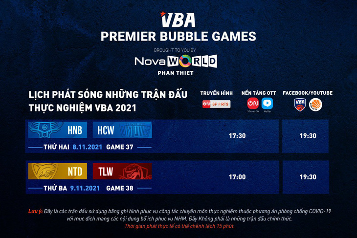 Lịch phát sóng tuần thứ 6 VBA Premier Bubble Games - Ảnh 1.