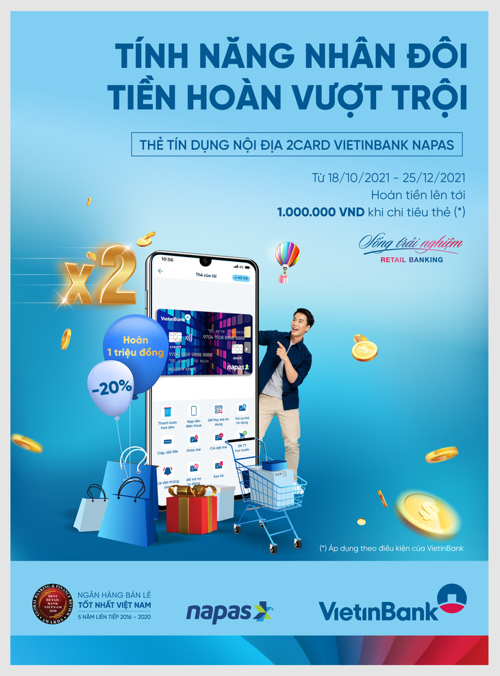 Hoàn 20% giá trị chi tiêu với thẻ tín dụng nội địa VietinBank 2Card Napas - Ảnh 1.