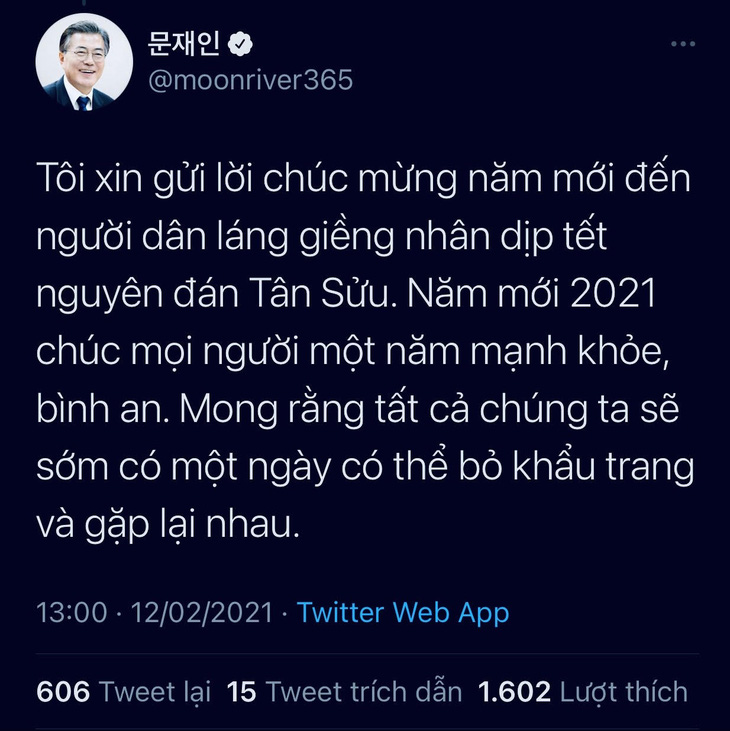 Tổng thống Hàn Quốc chúc Tết bằng tiếng Việt, mong sớm có ngày được bỏ khẩu trang - Ảnh 1.