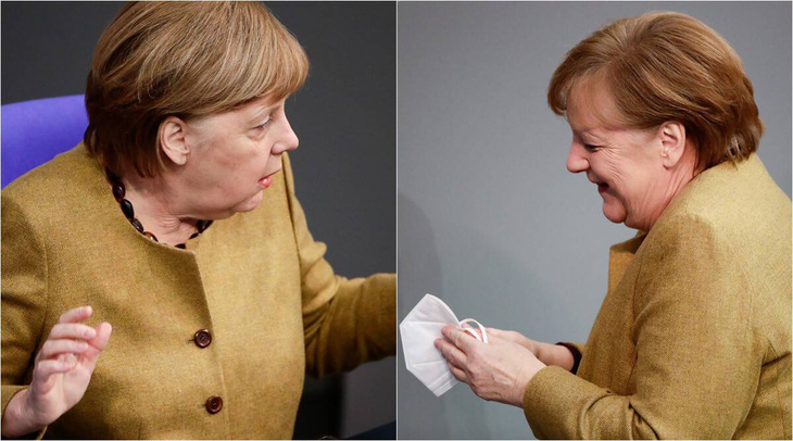 Khoảnh khắc đáng yêu khi bà Merkel hốt hoảng vì quên khẩu trang - Ảnh 2.