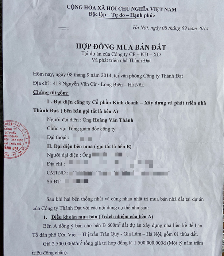 Công ty phát triển nhà Thành Đạt tự ‘vẽ’ dự án ở ngoại thành Hà Nội để rao bán - Ảnh 2.