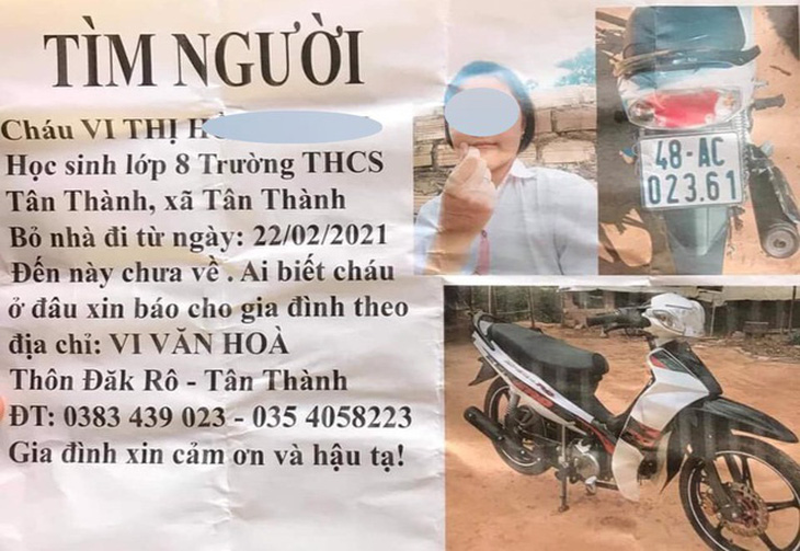 Công an phát thông báo tìm nữ sinh 14 tuổi mất liên lạc hơn nửa tháng - Ảnh 1.