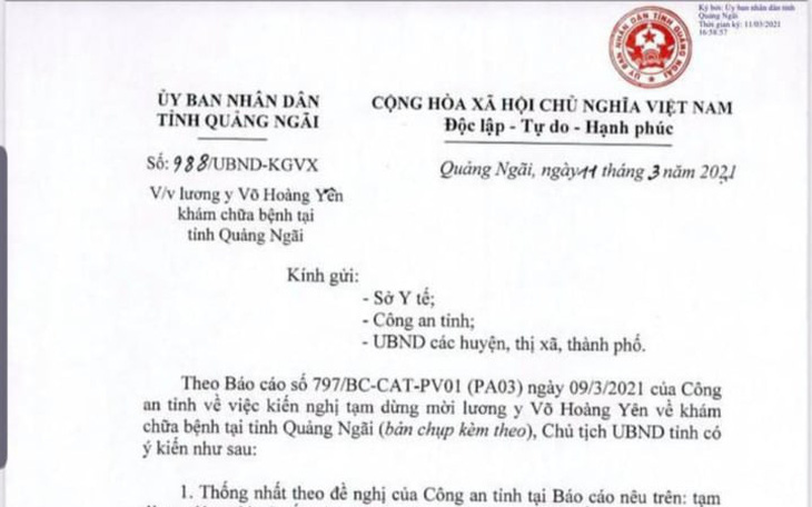 Quảng Ngãi chặn ‘thần y’ Võ Hoàng Yên về chữa bệnh cho người dân