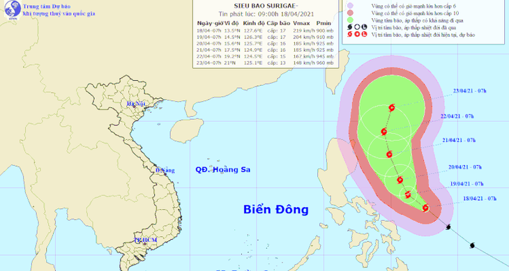 Yêu cầu các địa phương sẵn sàng ứng phó siêu bão Surigae rất nguy hiểm, mạnh cấp 17 - Ảnh 1.