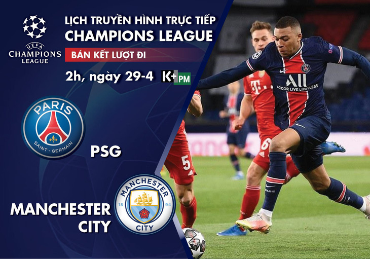 Lịch trực tiếp bán kết Champions League: Đại chiến PSG - Man City - Ảnh 1.