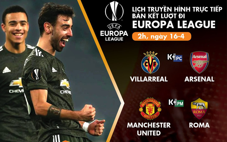 Lịch trực tiếp bán kết Europa League: Villarreal - Arsenal, Man United - Roma