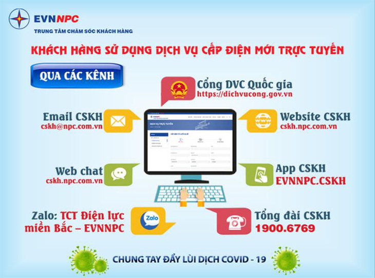 EVNNPC: Khách hàng sử dụng dịch vụ điện trực tuyến để phòng chống dịch COVID-19 - Ảnh 1.