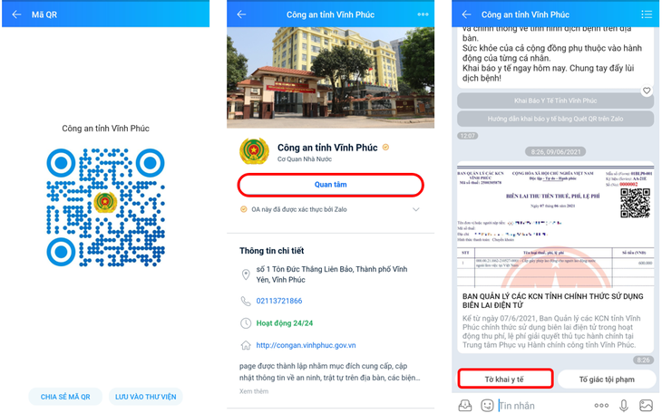 Nhận mã QR tờ khai y tế qua Zalo, khỏi chụp hình lưu điện thoại
