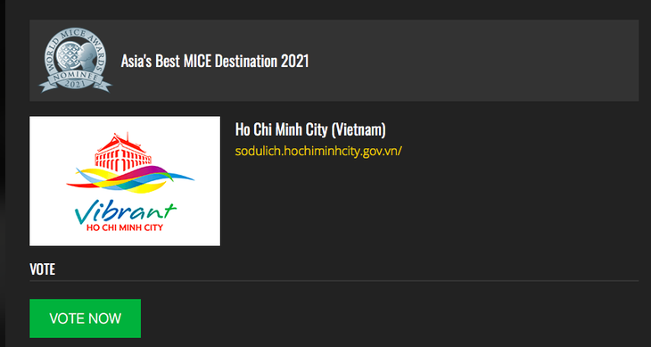 TP.HCM được đề cử Điểm đến du lịch MICE tốt nhất châu Á 2021 - Ảnh 2.