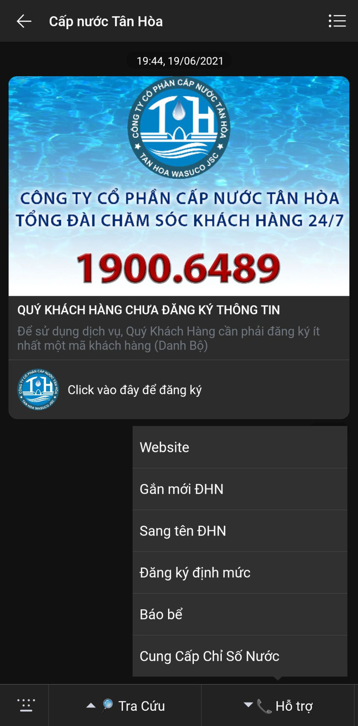 Cấp nước Tân Hòa ứng dụng Zalo OA nâng chất lượng phục vụ khách hàng - Ảnh 1.