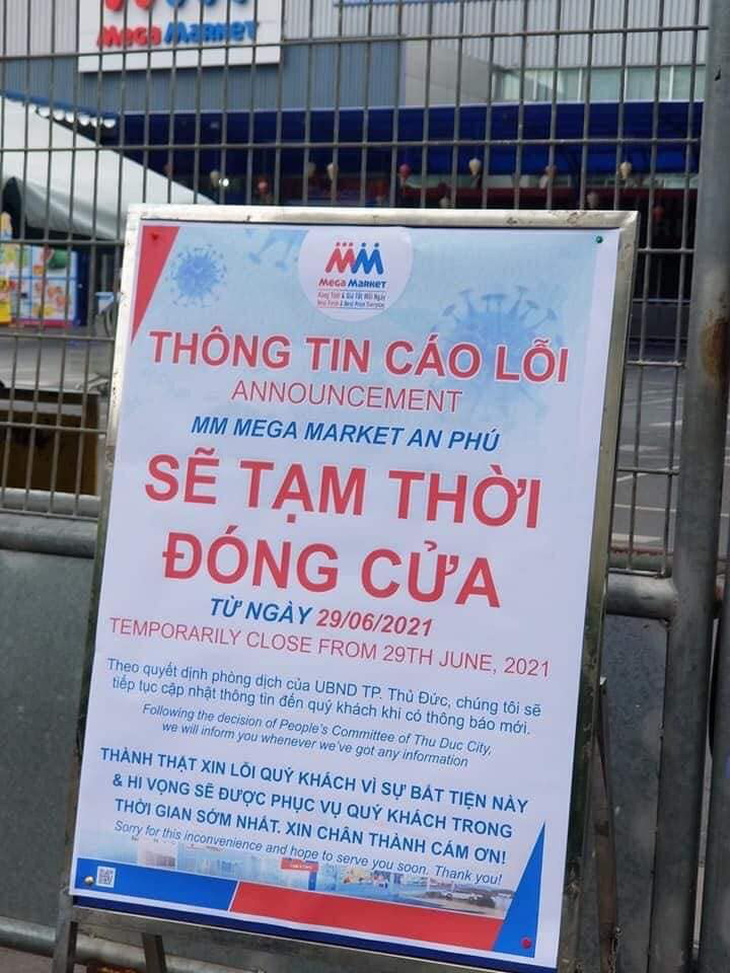 Siêu thị Mega Market An Phú tạm đóng cửa do liên quan ca COVID-19 - Ảnh 1.