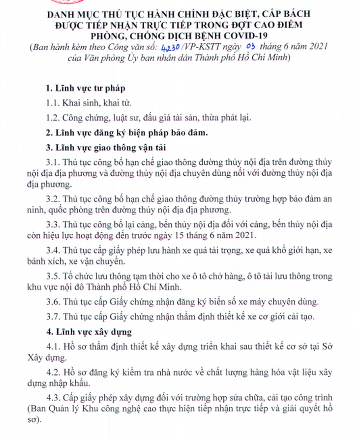 Những thủ tục hành chính cấp bách nào được nộp trực tiếp trong cao điểm chống dịch? - Ảnh 2.