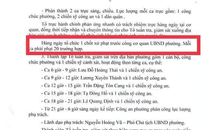 UBND phường 6, quận Gò Vấp phản hồi văn bản xử phạt theo chỉ tiêu thành tích