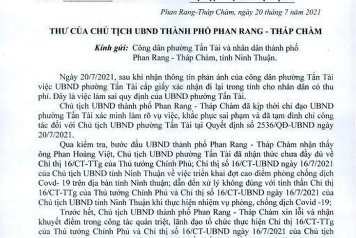 Chủ tịch TP Phan Rang - Tháp Chàm xin lỗi dân vì 