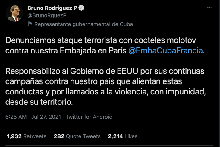 Đại sứ quán Cuba tại Paris bị tấn công bằng bom xăng - Ảnh 2.