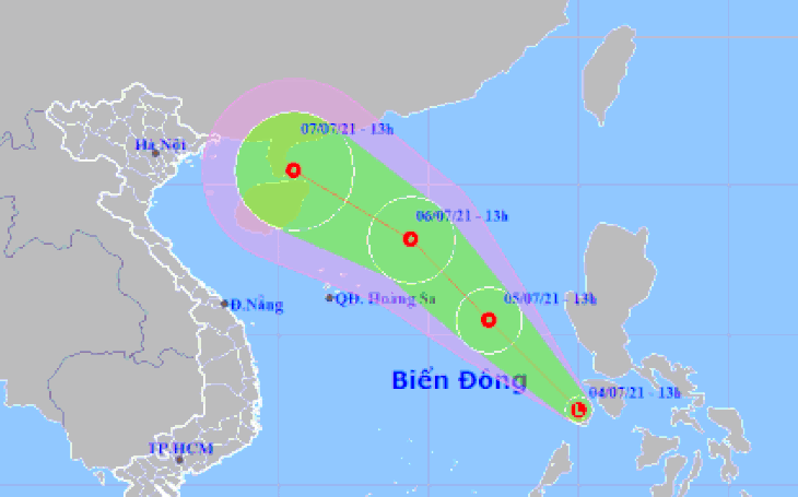 Ngày 5-7, dự báo áp thấp nhiệt đới trên Biển Đông, biển Bình Thuận đến Cà Mau sóng to