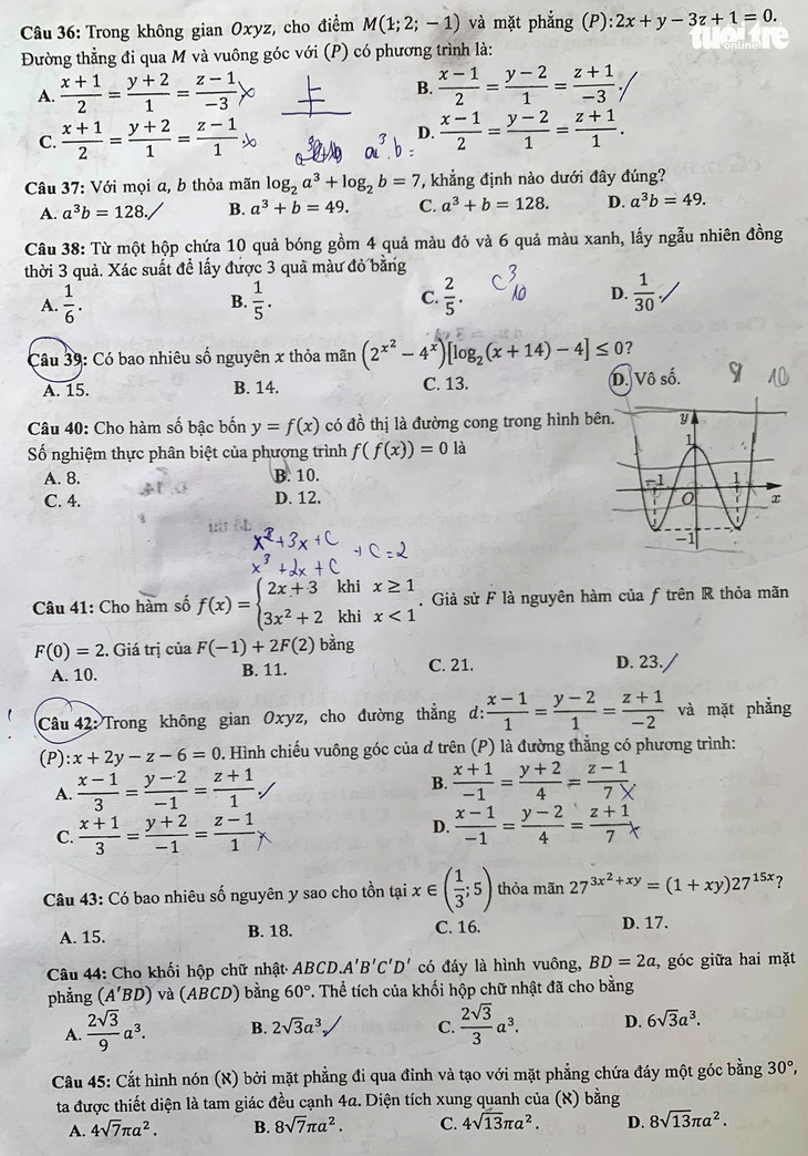 Đề toán thi tốt nghiệp THPT 2021: Thí sinh, giáo viên nói đề vừa sức - Ảnh 4.